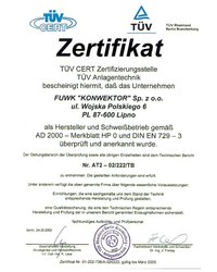 Certyfikat TUV Nr AT2 - 02/222/TB - zdjęcie