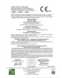 Certyfikat stałości właściwości użytkowych 1450-CPR-1001 (2015) - zdjęcie