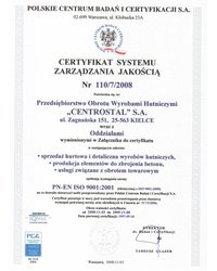 Certyfikat Systemu Zarządzania Jakością - zdjęcie