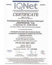 Certificate IQNet and PCBC hereby certify that the organization - zdjęcie