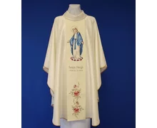 Kremowy ornat maryjny z wizerunkiem Matki Bożej Niepokalanej (O - 102) - zdjęcie