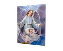 Anioł Stróż z dzieckiem - obraz religijny na płótnie - zdjęcie