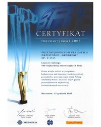 Certyfikat - Innowacyjność 2005 - zdjęcie