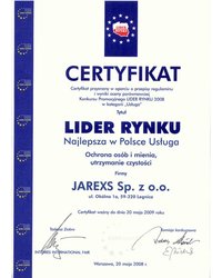 Certyfikat - Lider Rynku 2008 - zdjęcie