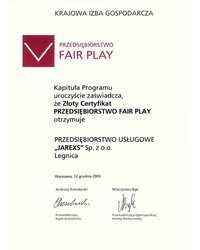 Przedsiębiorstwo Fair Play 2003 (złoty certyfikat) - zdjęcie