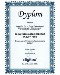 Dyplom za wyróżniającą sprzedaż w 2007 roku - zdjęcie