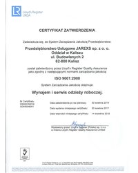 Certyfikat Zatwierdzenia ISO:2008 - zdjęcie
