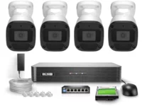 Zestaw monitoringu 4 kamery 5MPx BCS-B-TIP15FR3(2.0) 5MPx IR 30m PoE 1TB Audio CP - zdjęcie
