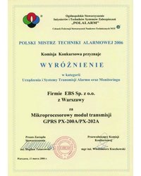 Wyróżnienie w konkursie Polski Mistrz Techniki Alarmowej 2006 - zdjęcie