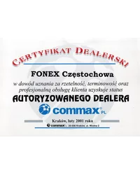 Certyfikat autoryzowanego dealera COMMAX (2001) - zdjęcie