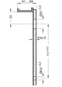 Szkic pokazujący sposób montażu zamka GN 119.3. Elesa+Ganter