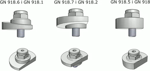 Rysunek 7. Mechanizmy mimośrodowe bez dźwigni – dostępne jako jedna z wersji dźwigni mimośrodowych odpowiedników serii GN 918 – więcej szczegółów w karcie katalogowej.