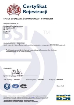 Certyfikat ISO 14001, Rockwool