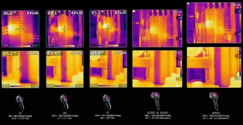 Rys.1  Przykładowe różnice w rozdzielczości kamer termowizyjnych iBros