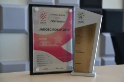 Certyfikat „JAKOŚĆ ROKU 2016” w kategorii PRODUKT dla firmy KLIMOR.