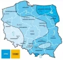Rys. Podział Polski na strefy obciążenia śniegiem gruntu (według normy) Xella