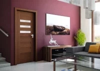 Drzwi z trójwymiarowym obrazem drewna w nowoczesnej aranżacji salonu, POL-SKONE