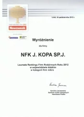 NFK laureatem Rankingu Firm Rodzinnych Roku 2012!