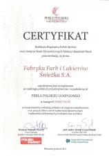Certyfikat: Perły Polskiej Gospodarki dla firmy Śnieżka