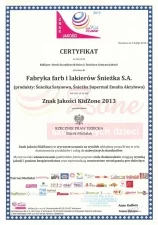 Certyfikat Znak Jakości KidZone Śnieżka