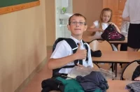 Rozdanie nagród - plecaków w Szkole Podstawowej w Kunowie, Śnieżka