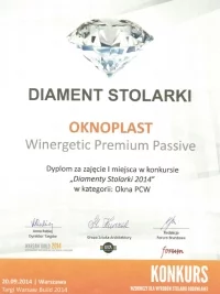 Dyplom Diamenty Stolarki 2014 dla OKNOPLAST