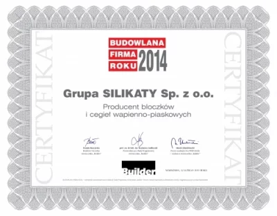 Grupa SILIKATY Budowlaną Firmą Roku 2014