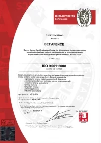 Certyfikat ISO 9001 Betafence