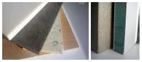 Różne rodzaje pianek: po lewej (sztywna pianka PU, PUz włóknem szklanym, PU prasowana (SIMPLEX firmy AIB), lekkie drewno- balsa), po prawej płyty prasowana pianka mineralna i płyta warstwowa wypełniona pianką PET. Fot AIB