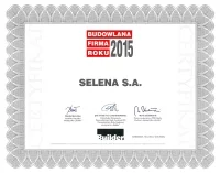 Budowlana Firma Roku 2015 Selena