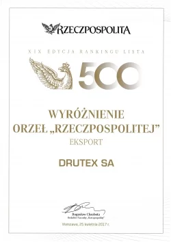 Drutex z wyróżnieniem za eksport i nominacją do nagrody Orła „Rzeczpospolitej”.
