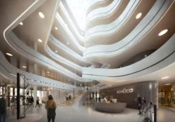 Projekt atrium w nowej siedzibie firmy Schüco w Bielefeld Fot. 3XN Architects