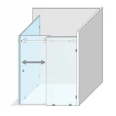 System VERONA od CDA Polska, model SHV-MSG90SET – wariant z jednym panelem przesuwnym i dwoma stałymi, montaż ściana - szkło