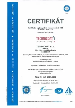 Certyfikat ISO 9001 Technicoat