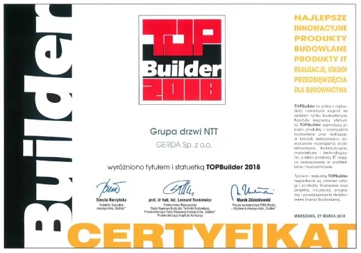 GERDA NTT została wyróżniona tytułem i statuetką TOPBuilder 2018