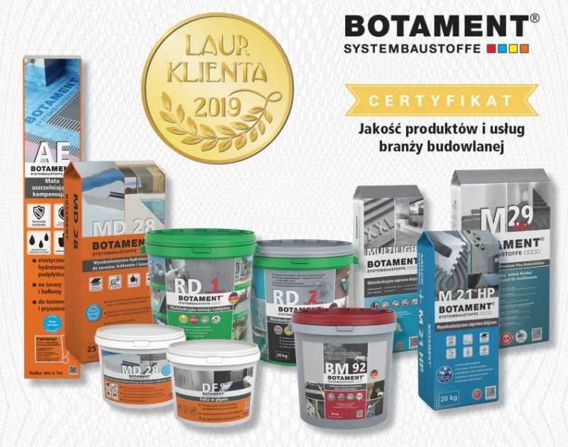 Firma Botament otrzymała złoty Laur Klienta 2019 za jakość produktów i usług w branży budowlanej. Fot. Botament