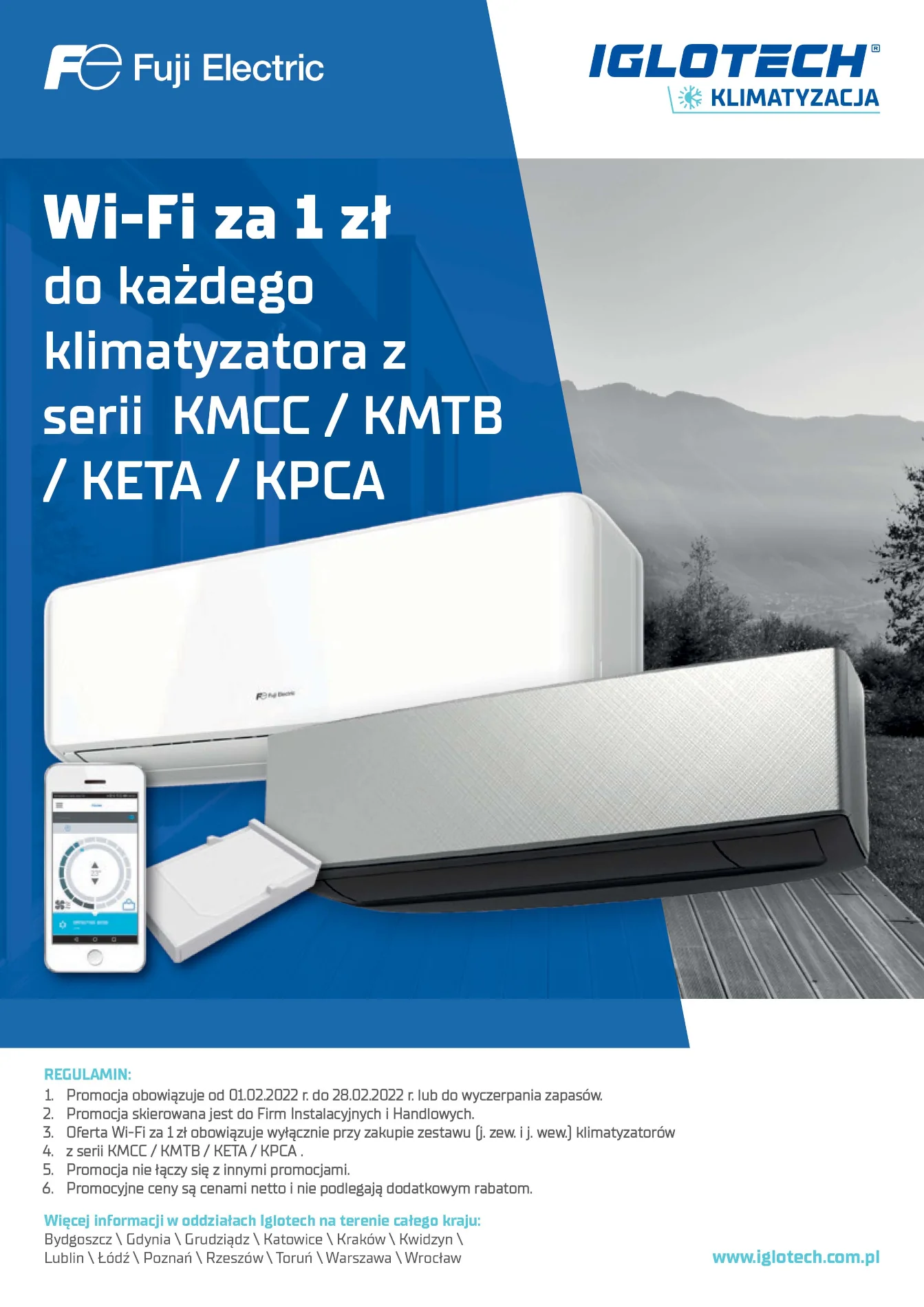 Wi-Fi za 1 zł do każdego klimatyzatora z serii KMCC/KMTB/KETA/KPCA