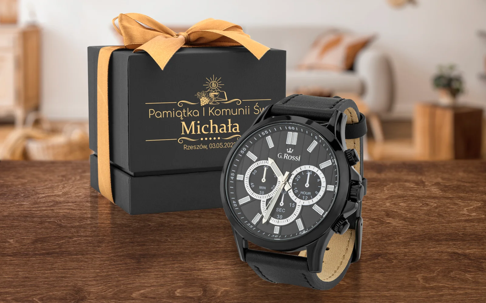 Zegarek męski z grawerem na prezent na Komunię dla chłopca