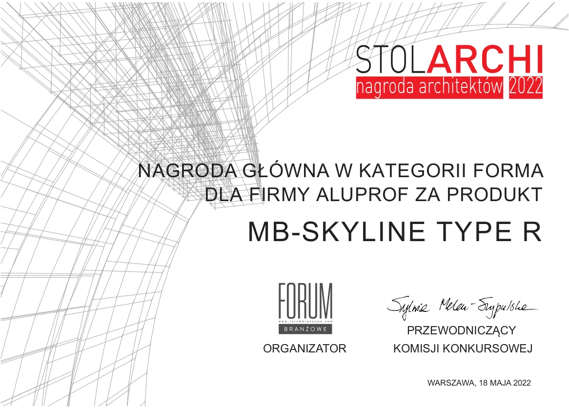 System MB-Skyline Type R od Aluprof z nagrodą Stol Archi 2022