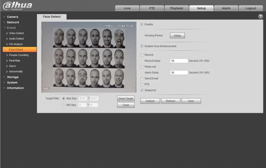 Rys. 5. Zrzut przedstawiający funkcję Face Detect (Detekcja twarzy)