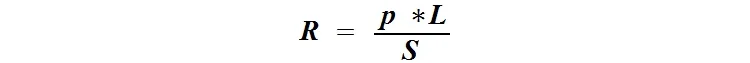 Wyraża to wzór do obliczenia rezystancji przewodu o długości L i przekroju S