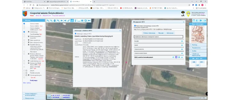 Rys. 5. System GIS miasta Świętochłowice z zaimportowanymi danymi o urządzeniu z bazy systemu ECO-GIS.