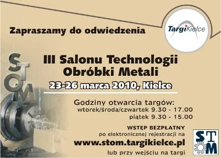 Serdecznie zapraszamy na targi STOM Kielce, które odbędą się w terminie 23-26 marca w Kielcach. 