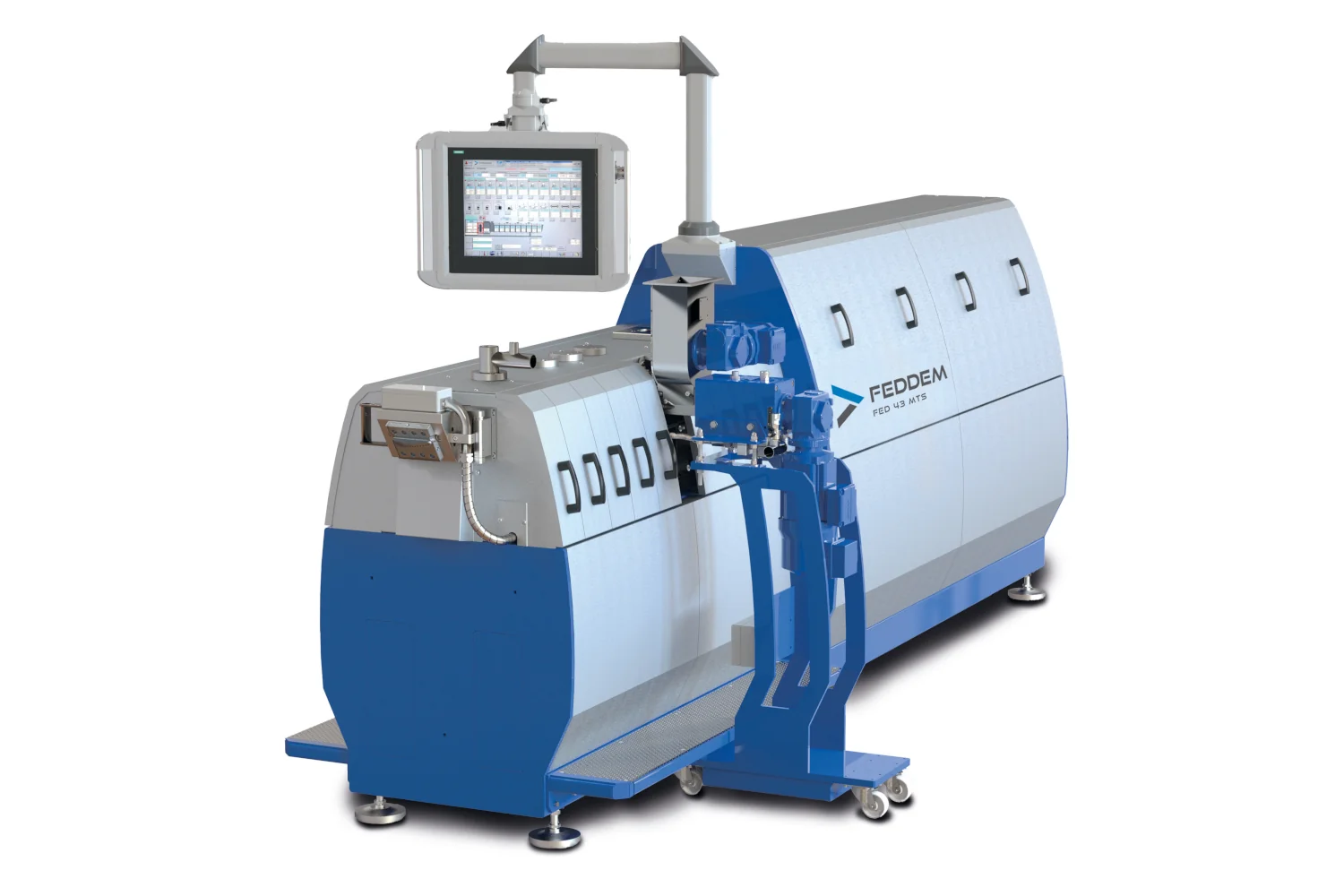 Figure 1: FEDDEM's twin-screw extruder MTS 43 with FSB-V side feeding with vacuum support.