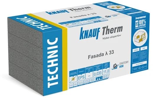 Styropian grafitowy Knauf Therm Technic Fasada λ 33 wyróżnia się korzystną ceną w stosunku do jakości Fot. Knauf Therm