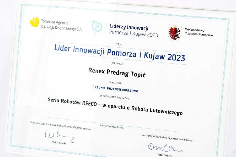 RENEX zdobywa prestiżową nagrodę w konkursie Liderzy Innowacji Pomorza i Kujaw 2023