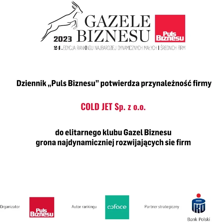 Gazele Biznesu 2023 dyplom Cold Jet