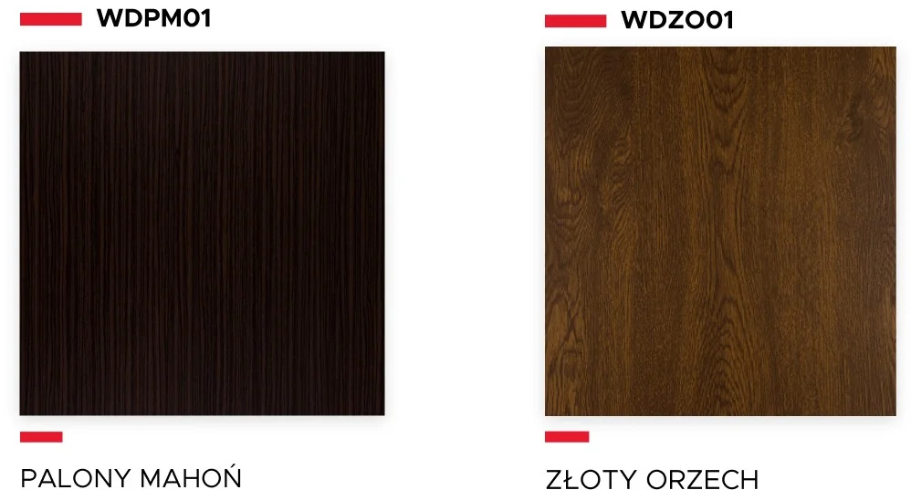 Ofertę palety Aliplast Wood Colour Effect uzupełniono o nowe dekory: PALONY MAHOŃ i ZŁOTY ORZECH