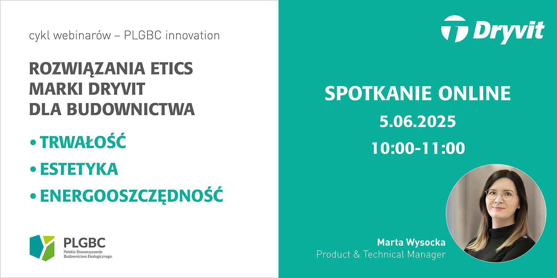 Webinar z cyklu „PLGBC_Innovation” poświęcony rozwiązaniom ETICS marki Dryvit dla budownictwa