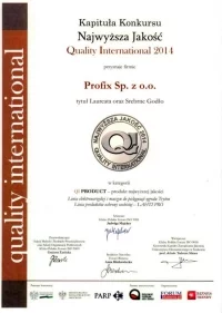 Srebrne Godło Najwyższa Jakość Quality International 2014, PROFIX